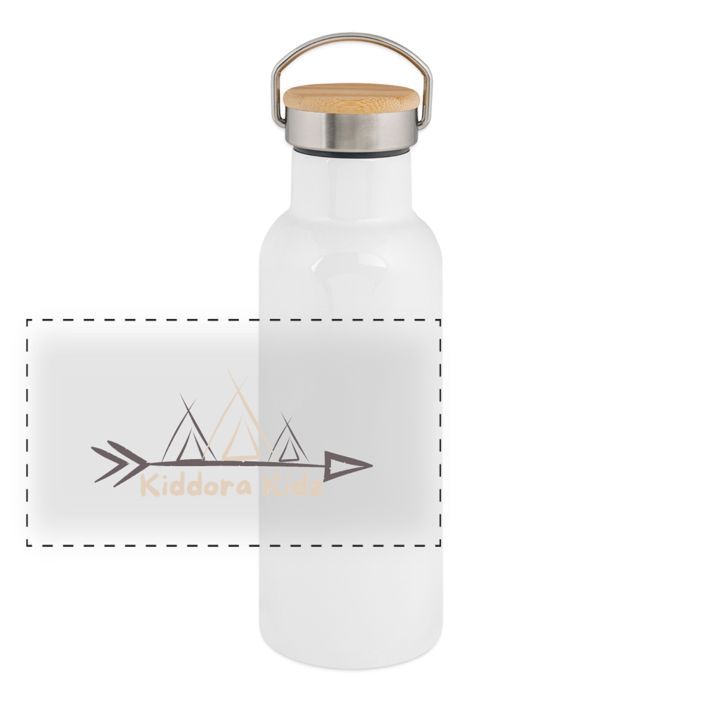 Thermal Bottle With Bamboo Lid - white