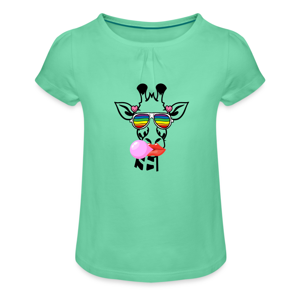 Giraffen Zirkus - Mädchen-T-Shirt mit Raffungen - Mintgrün