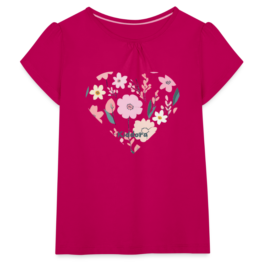 Girl’s T-Shirt with Ruffles - fuchsia