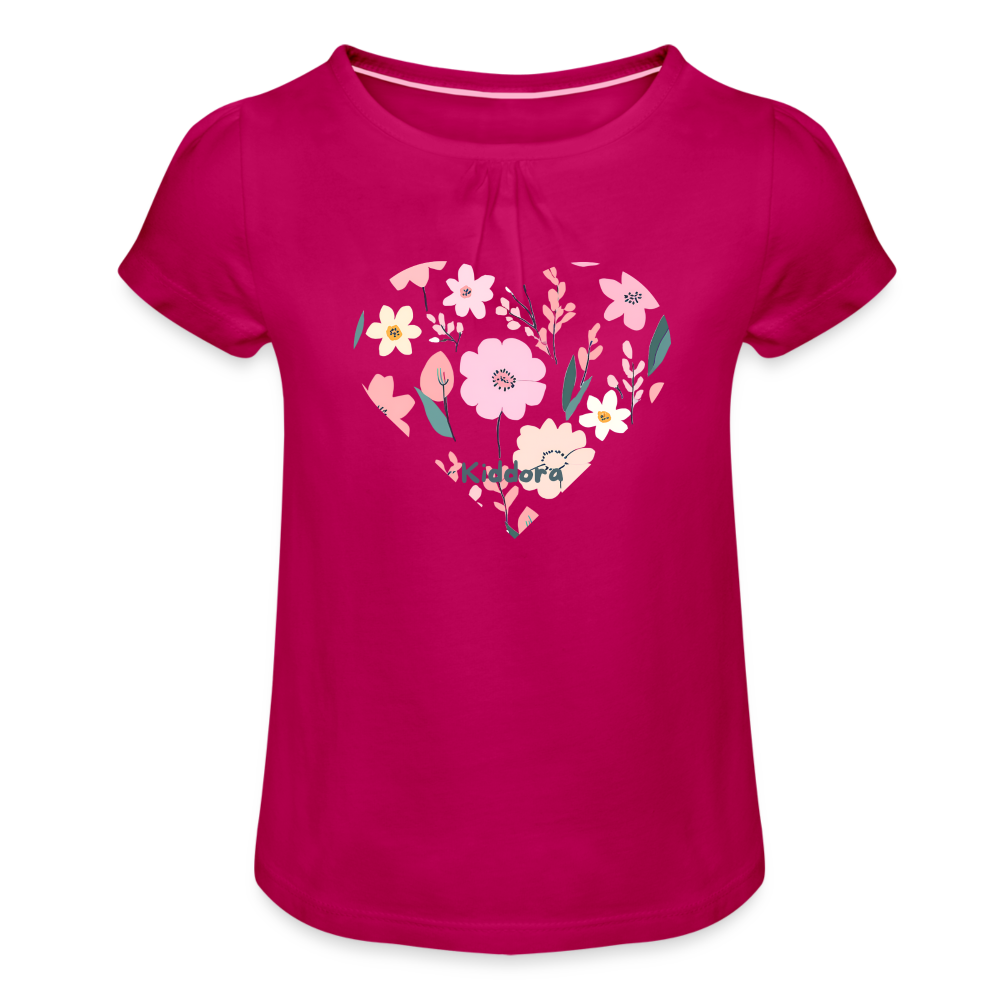 Girl’s T-Shirt with Ruffles - fuchsia