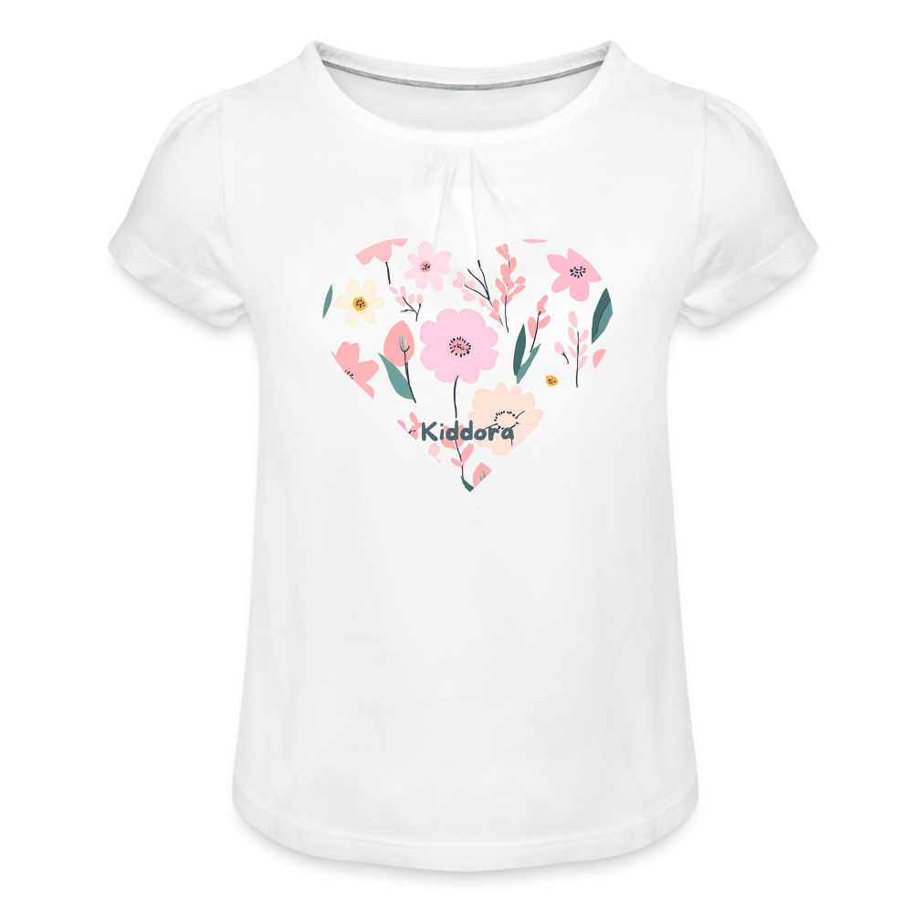 Girl’s T-Shirt with Ruffles - white