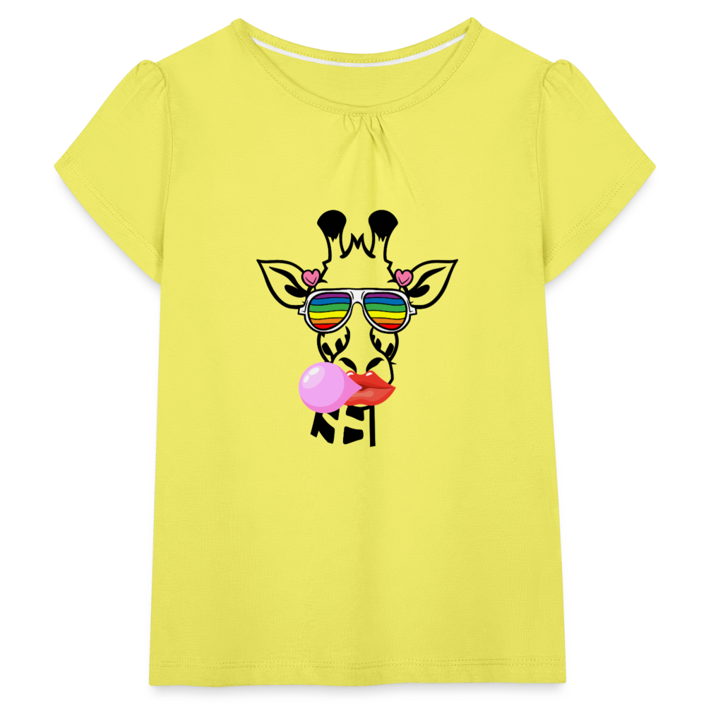 Giraffen Zirkus - Mädchen-T-Shirt mit Raffungen - Gelb