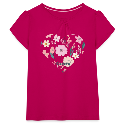 Girl’s T-Shirt with Ruffles - fuchsia