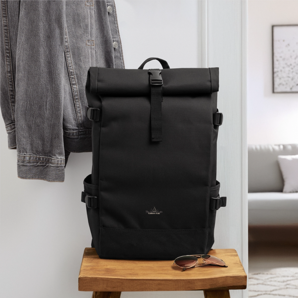 Kiddora Eltern Rolltop Rucksack - Schwarz