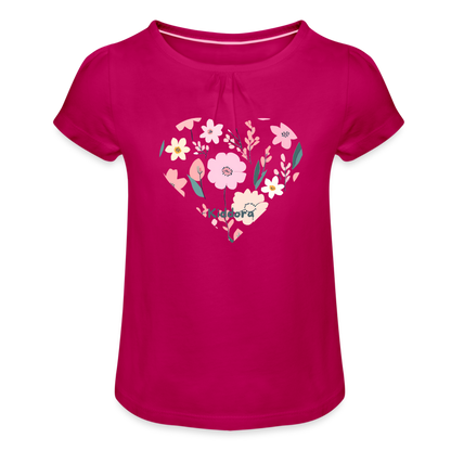 Girl’s T-Shirt with Ruffles - fuchsia