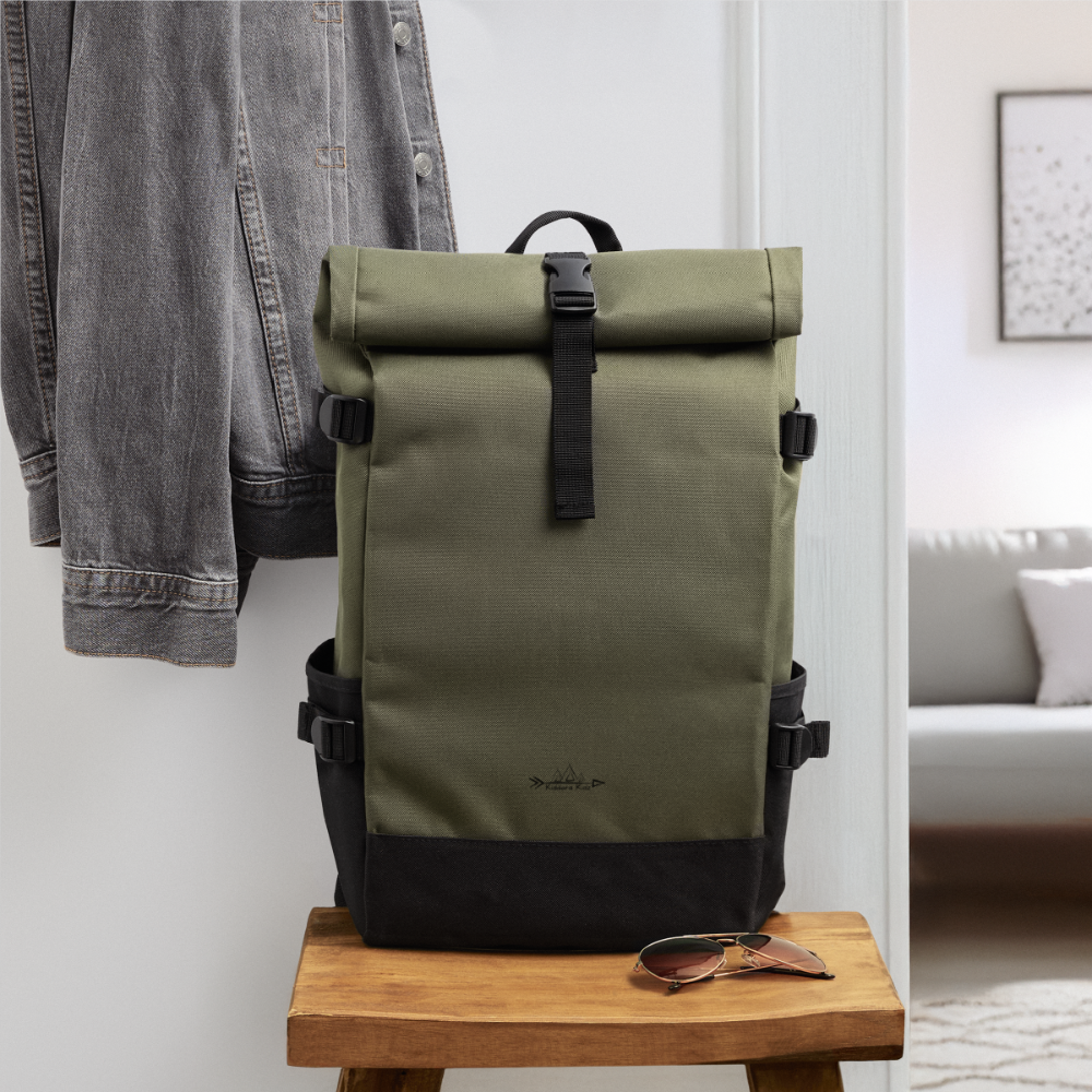 Kiddora Eltern Rolltop Rucksack - Olive/Schwarz