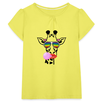 Giraffen Zirkus - Mädchen-T-Shirt mit Raffungen - Gelb
